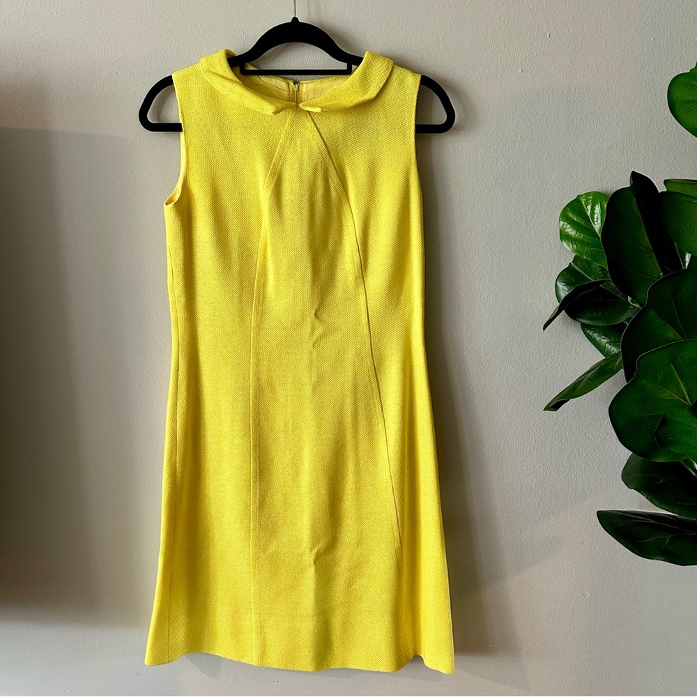 PRESTIGE BY DAVID PRESSON BOSTON VINTAGE 60s YELLOW COLLAR MIDI DRESS SIZE 14